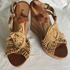 Macrame cotton straw Mia Wedge Sandal